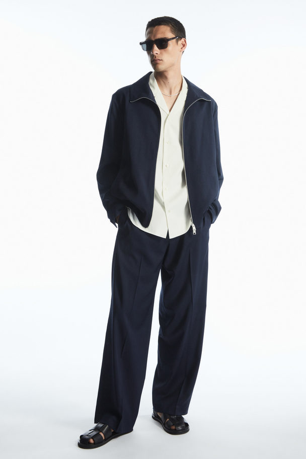 COS Straight-leg Relaxed Wool Trousers Navy