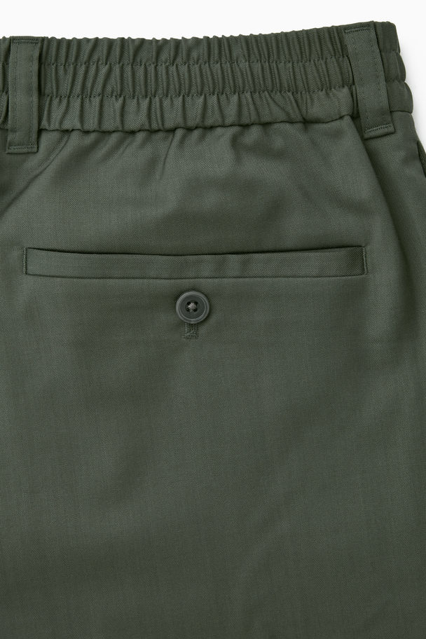 COS Straight-leg Relaxed Wool Trousers Dark Green