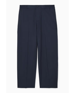 Straight-leg Relaxed Wool Trousers Navy