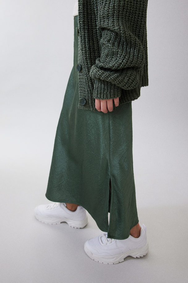 H&M Satin Skirt Dark Khaki Green