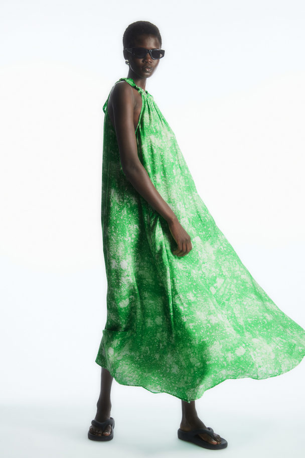 COS Oversized Gathered Maxi Dress Green / Printed