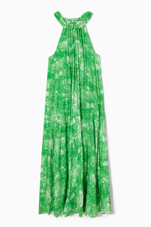 COS Oversize-maxiklänning Med Rynkning Grön/mönstrad