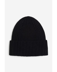 Rib-knit Hat Black