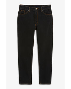 Jeans Kimomo mit Kontrastnähten, schmal und hoch Schwarz