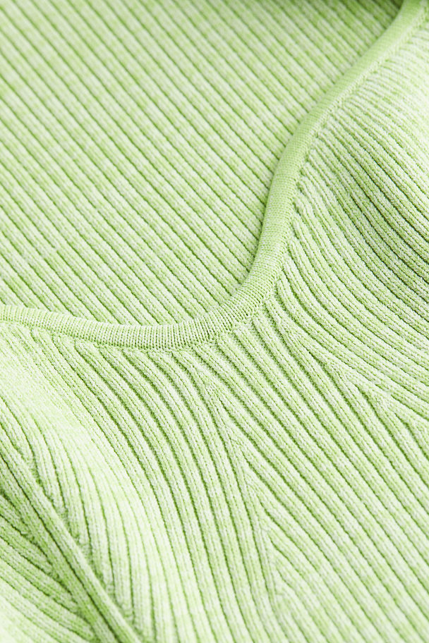 H&M Rib-knit Top Light Green Marl