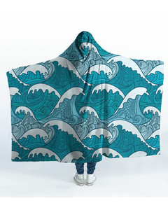 Big Waves Hooded Blanket