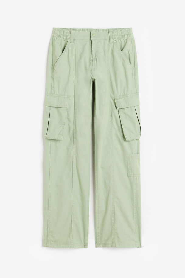 H&M Canvas Cargo Trousers Light Dusty Green