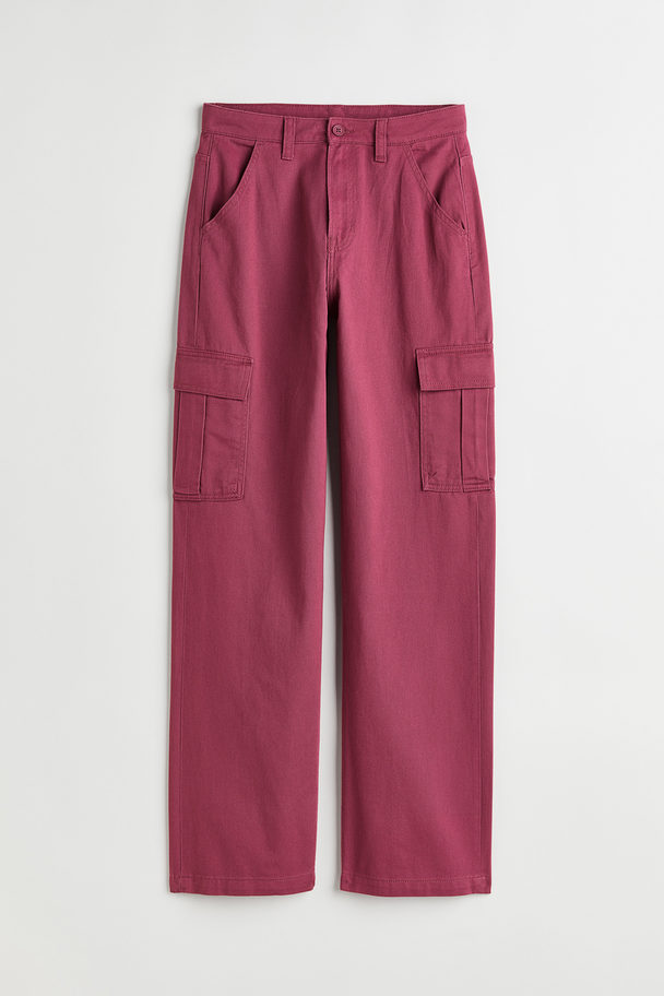 H&M 90's Baggy High Waist Jeans Donkerroze