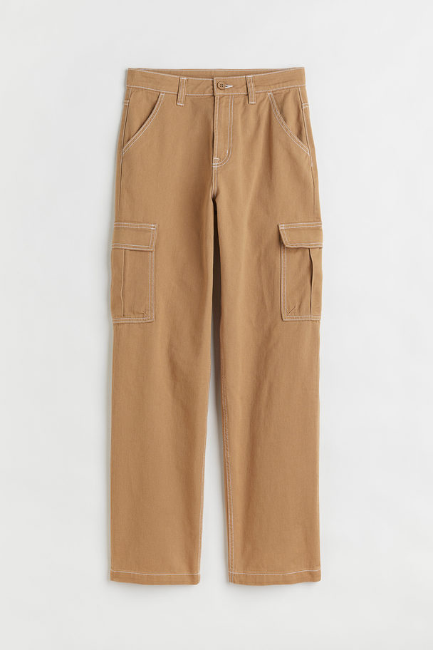 H&M 90s Baggy High Waist Jeans Dunkelbeige