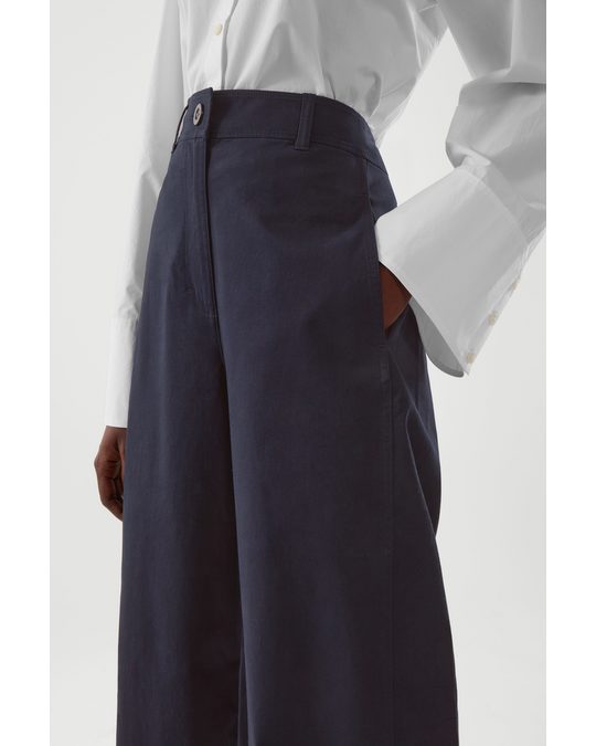 COS Wide-leg Cotton Trousers Navy