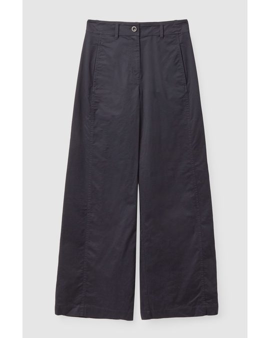 COS Wide-leg Cotton Trousers Navy
