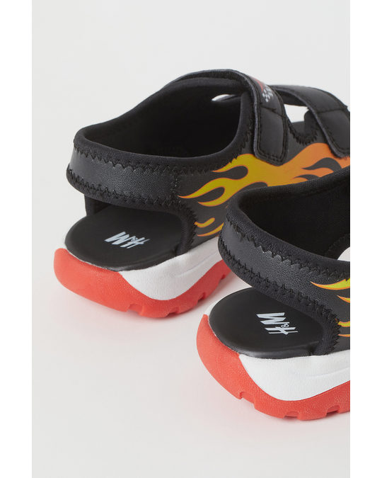 H&M Printed Sandals Black/hot Wheels