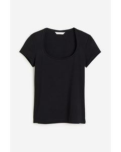 Scoop-neck T-shirt Black