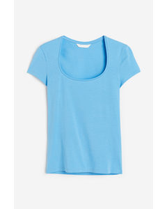 T-Shirt mit U-Ausschnitt Blau