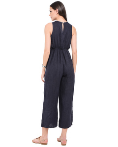Fake Heart-cache Jumpsuit With Back Opening And Pockets