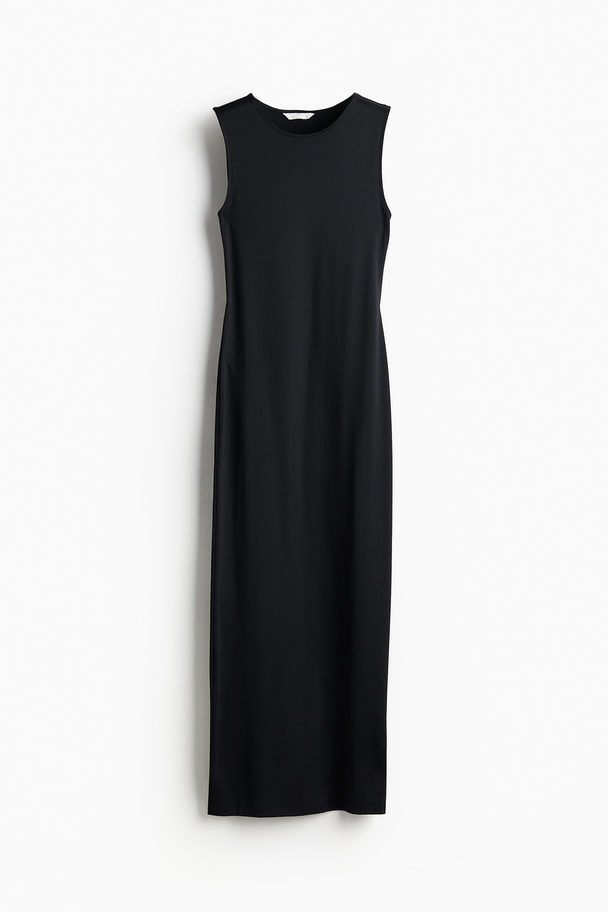 H&M Maxikleid aus Mikrofaser Schwarz