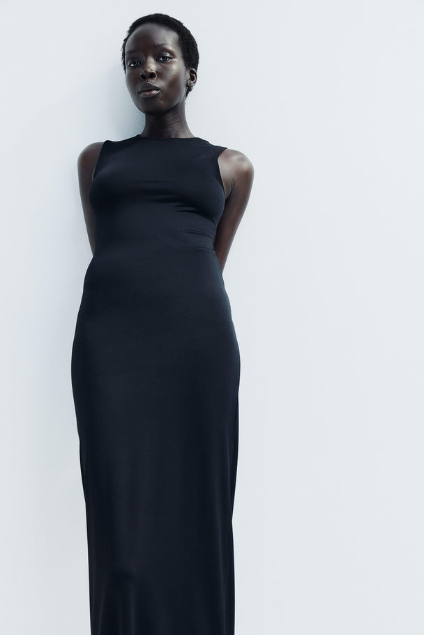 H&M Maxikleid aus Mikrofaser Schwarz