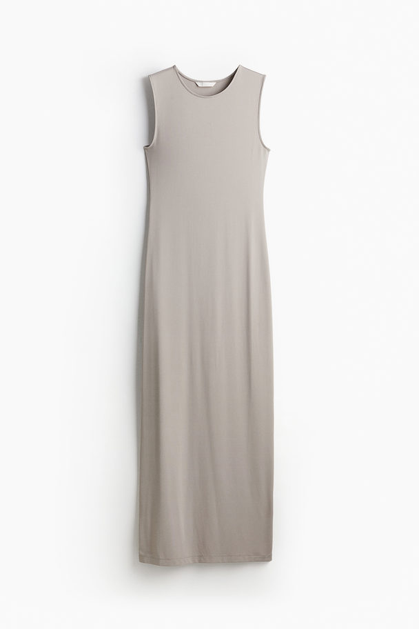 H&M Maxikleid aus Mikrofaser Dunkelbeige