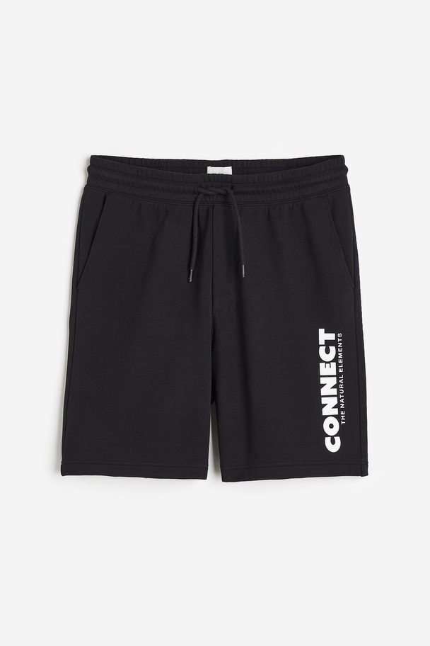 H&M Relaxed Fit Printed Sweatshorts Black/connect