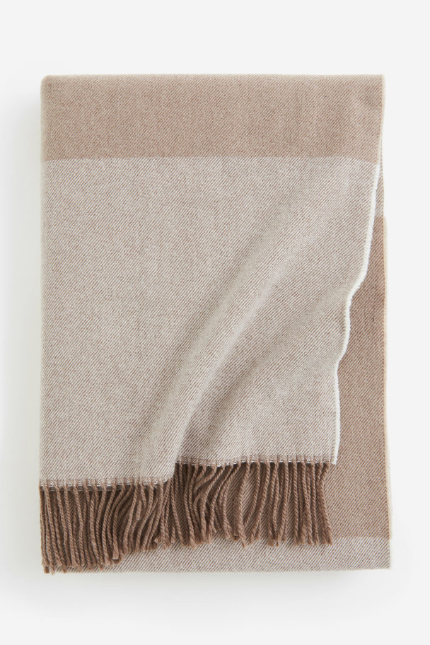 H&M HOME Wool-blend Blanket Dark Beige/white