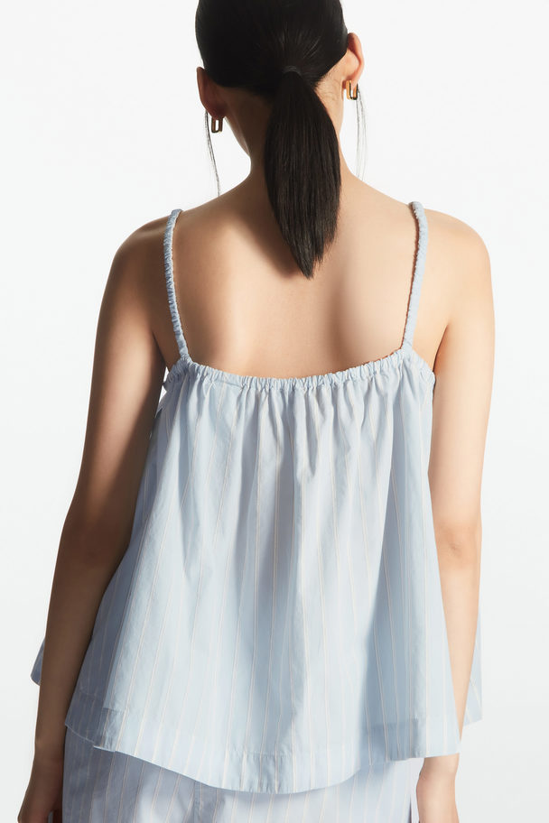 COS Gathered Cami Top Blue / White