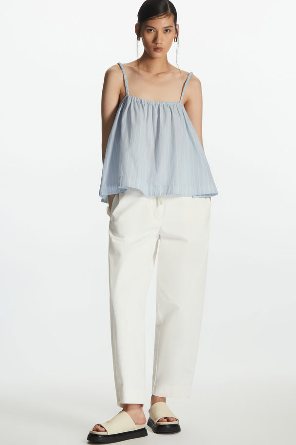 COS Gathered Cami Top Blue / White