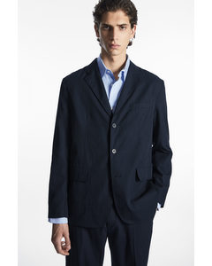 Unstructured Single-breasted Blazer Navy