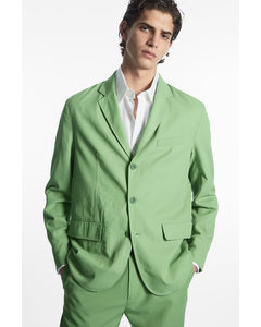 Unstructured Single-breasted Blazer Green