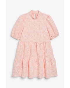 Jacquard Babydoll Dress Pastel Pink