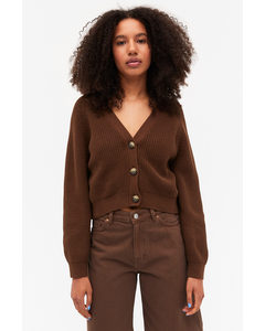 Chunky Cropped Cardigan Brown