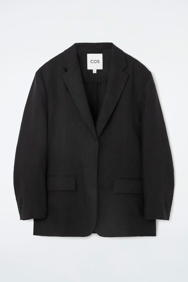 COS Single-breasted Linen Blazer Black