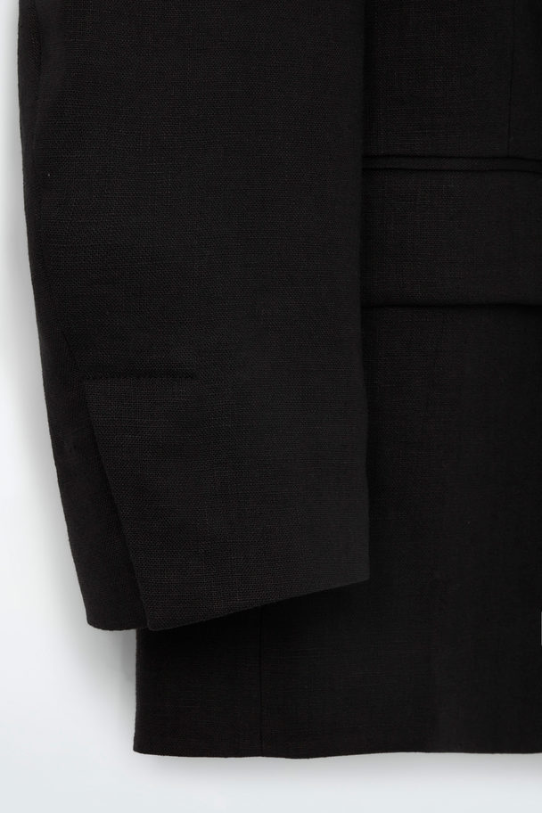 COS Single-breasted Linen Blazer Black