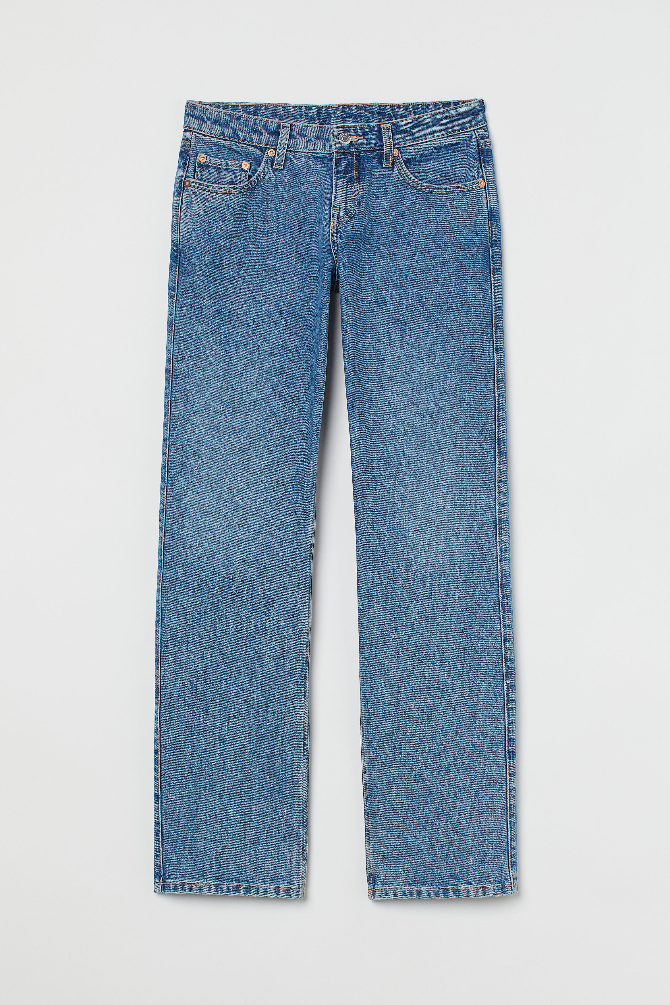 Billede af Weekday Arrow Lige Jeans Med Lav Talje Harper Blue, Straight jeans I størrelse 32/30