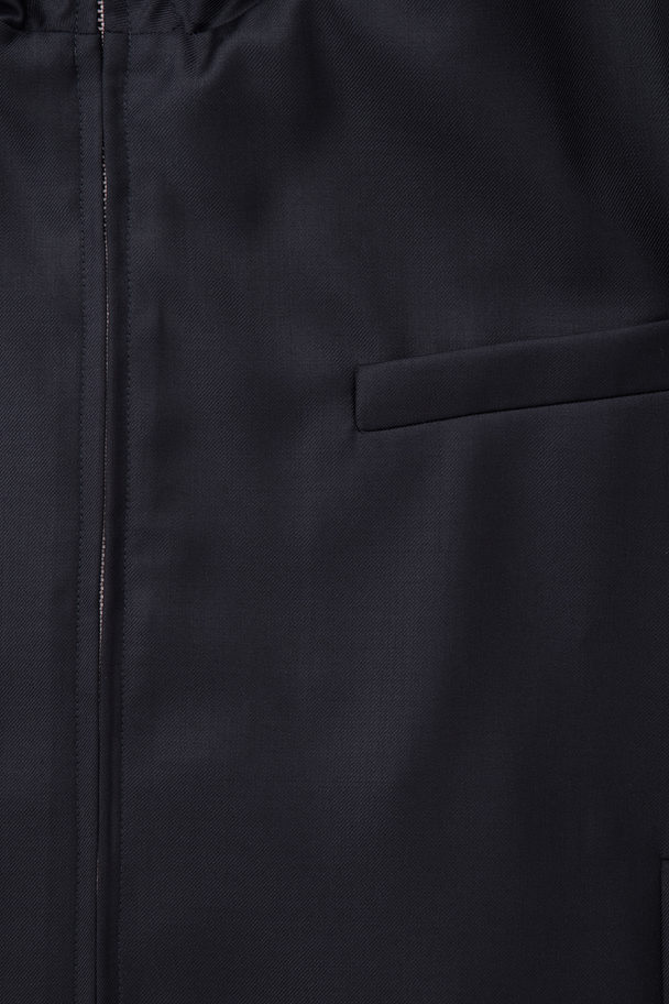 COS Tailored Wool Hooded Jacket Navy