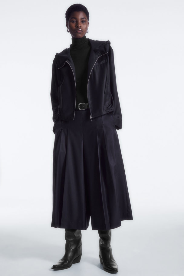 COS Tailored Wool Hooded Jacket Navy
