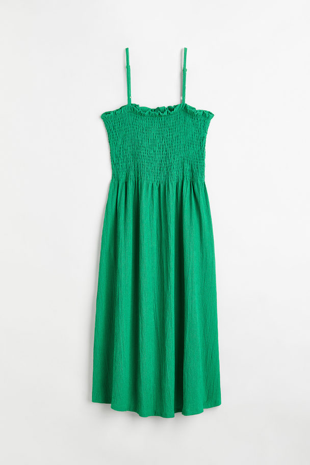 H&M H&m+ Smocking-detail Dress Green