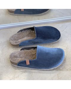Delighted Clog Slippers In Blue Textile