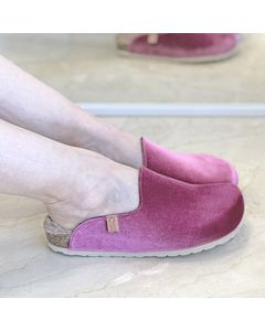 Delighted Clog Slippers In Pink Textile