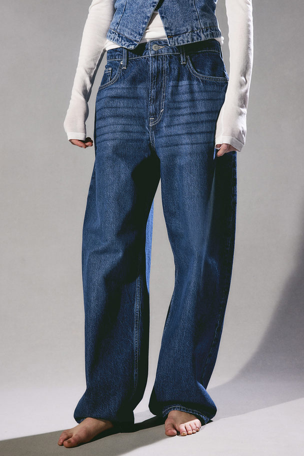 H&M Baggy High Jeans Denimblauw