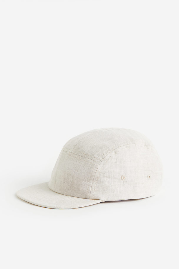 H&M 5-Panel-Cap aus Leinen Hellbeige