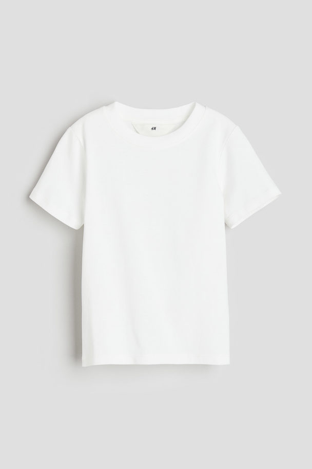 H&M T-shirt I Bomullstrikå Vit