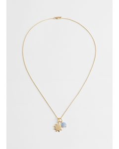 Gemstone Sun Pendant Necklace Gold