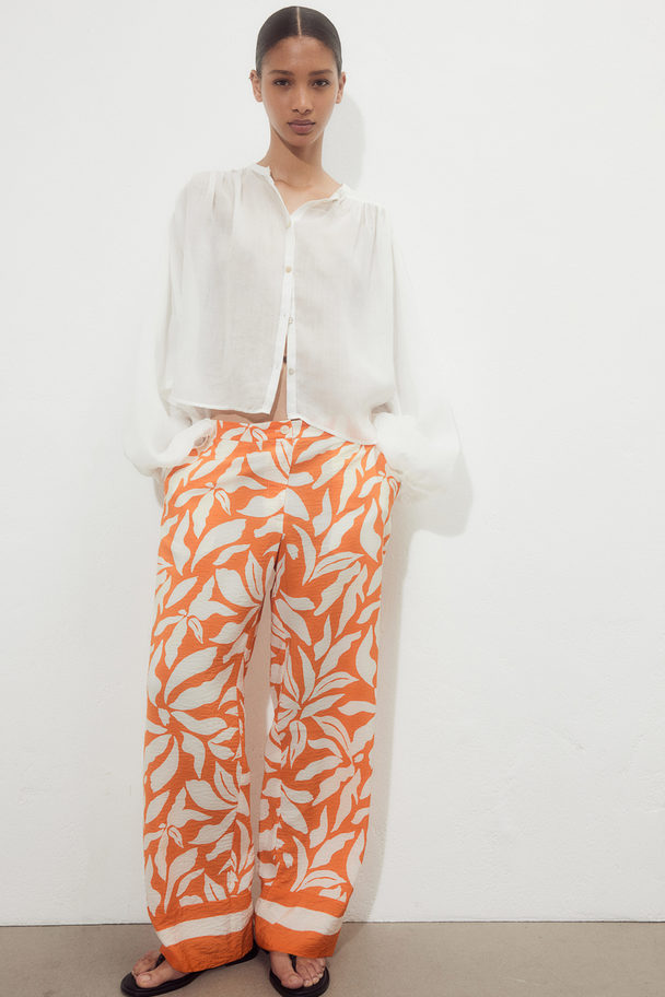 H&M Wide Trousers Orange/patterned