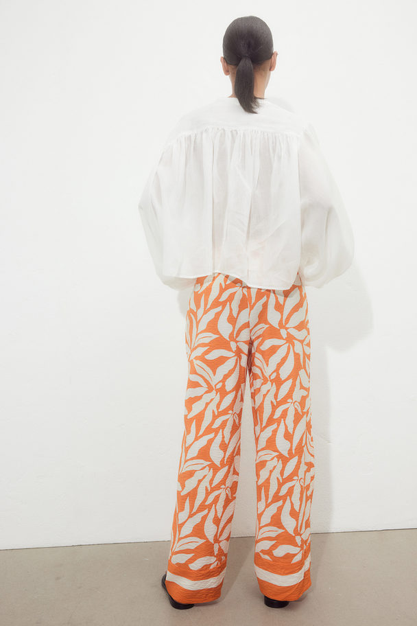 H&M Wide Trousers Orange/patterned