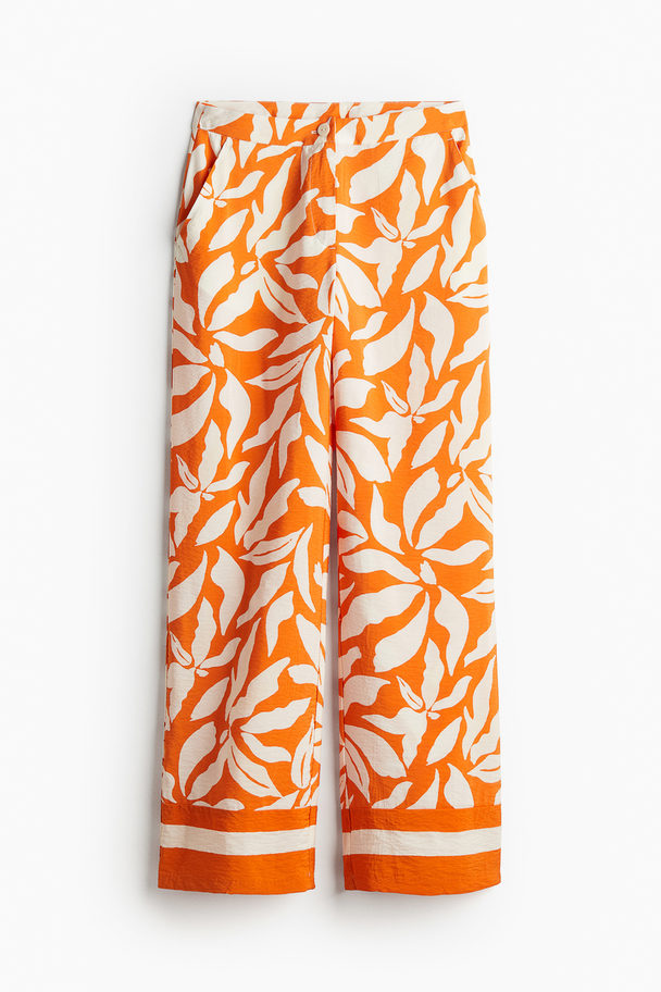 H&M Wide Trousers Orange/patterned