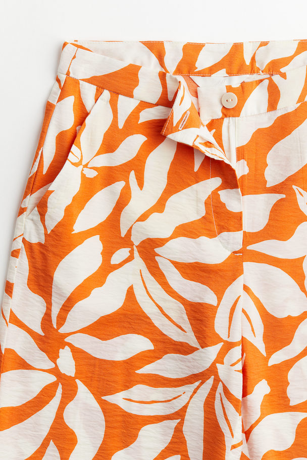 H&M Wide Trousers Orange/patterned