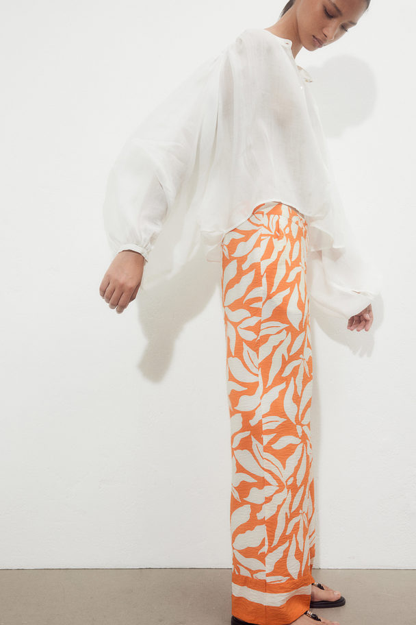 H&M Wide Trousers Orange/patterned