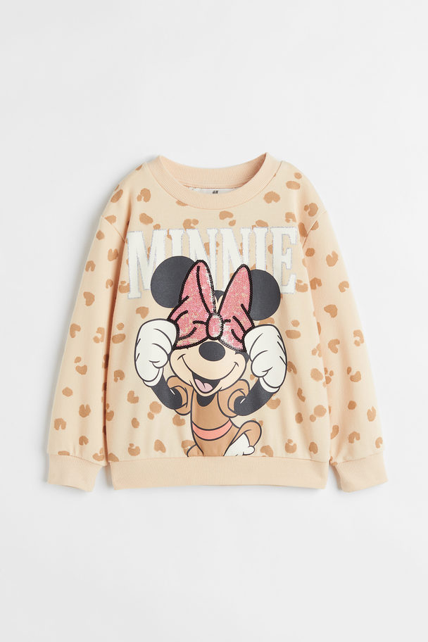 H&M Sweatshirt Light Beige/minnie Mouse