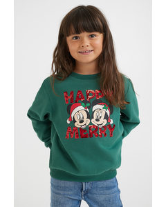 Sweatshirt Dark Green/minnie Mouse