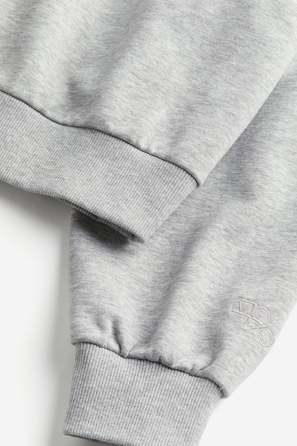 H&M Cropped Sweatshirt Light Grey Marl